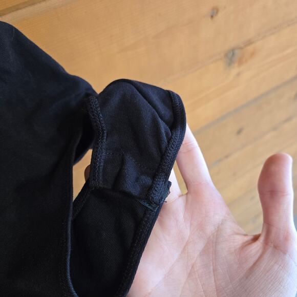 Mangopop Puff Ruched Sleeve Mock Neck Black Bodysuit NWT Small Top Blouse Shirt - Picture 5 of 5